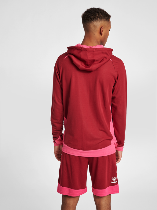 hmlLEAD POLY HOODIE, BIKING RED, model