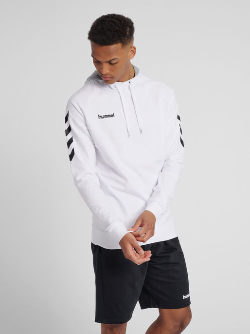 HMLGO COTTON HOODIE, WHITE, model
