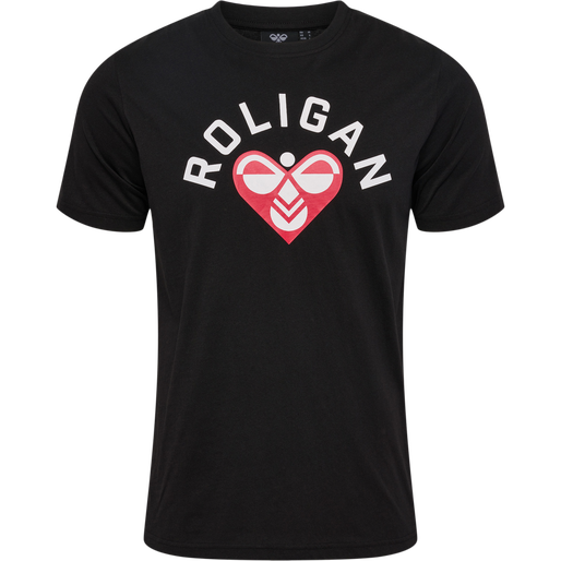 hmlROLIGAN COTTON T-SHIRT, BLACK hmlROLIGAN COTTON T-SHIRT, BLACK, packshot