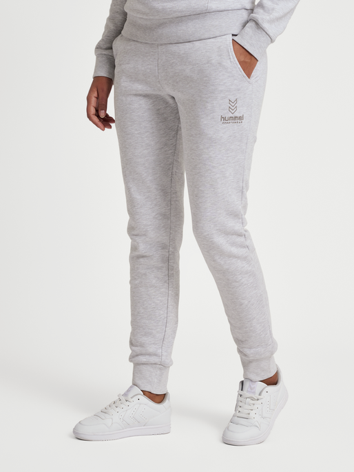 hmlOLIVIA REGULAR PANTS, LIGHT GREY MELANGE, model