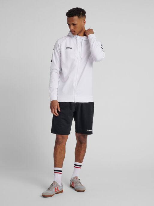 HUMMEL GO COTTON ZIP HOODIE, WHITE, model