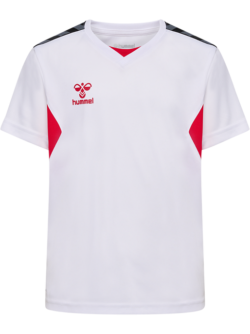 hmlAUTHENTIC PL JERSEY S/S KIDS, WHITE/TRUE RED, packshot