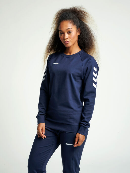 HMLGO COTTON SWEATSHIRT WOMAN, MARINE, model