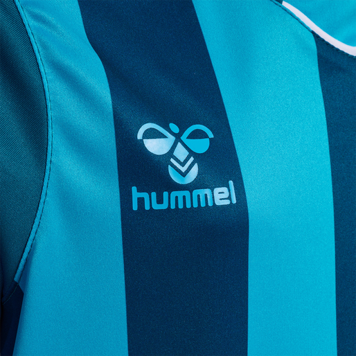 hmlCORE XK STRIPED JERSEY S/S KIDS, BLUE CORAL/BLUE DANUBE, packshot