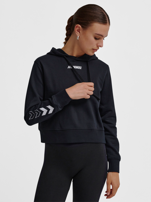 hmlELEMENTAL SHORT HOODIE WOMAN, BLACK, model