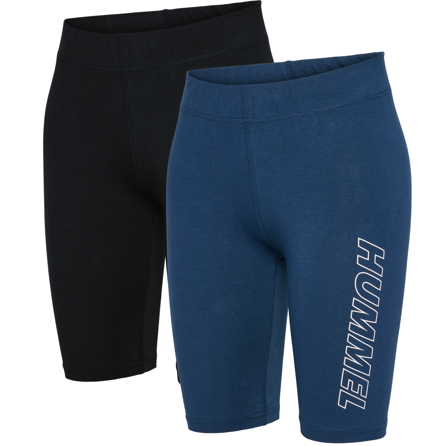 hmlTE MAJA 2-PACK MW C TIGHT SHORTS, BLACK/INSIGINA BLUE, packshot