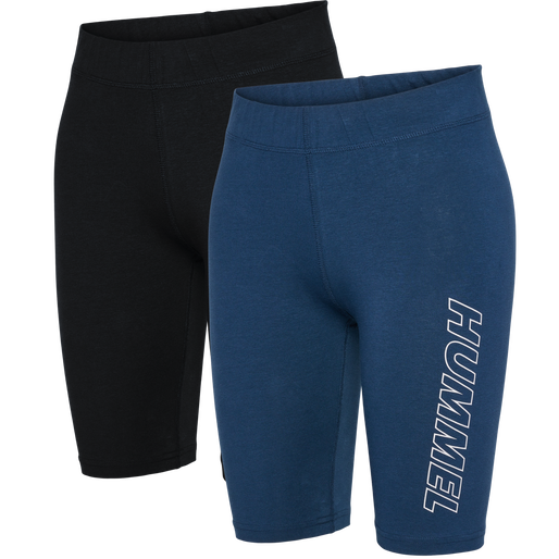hmlTE MAJA 2-PACK MW C TIGHT SHORTS, BLACK/INSIGINA BLUE hmlTE MAJA 2-PACK MW C TIGHT SHORTS, BLACK/INSIGINA BLUE, packshot
