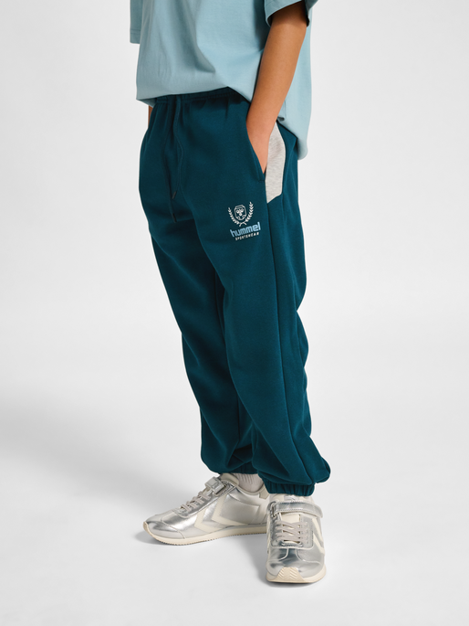 hmlJR LOOSE BLOCKED SWEATPANT BTS, REFLECTING POND, model