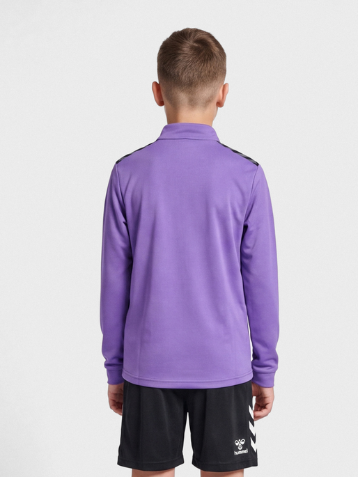 hmlAUTHENTIC HALF ZIP SWEAT KIDS, DAHLIA PURPLE/ASPHALT, model