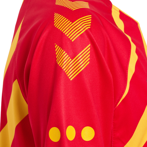 hmlCSC 19/20 KIDS HOME JERSEY S/S, TRUE RED/SPORTS YELLOW W/SPONS, packshot