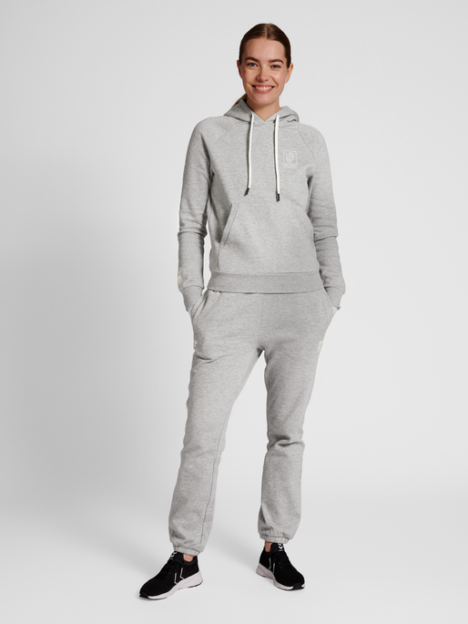 hmlGG12 SWEAT HOODIE WOMAN, GREY MELANGE, model