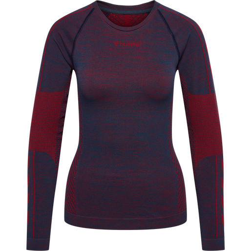 hmlMT ALY SEAMLESS T-SHIRT L/S, INSIGNIA BLUE/CABERNET MELANGE, packshot
