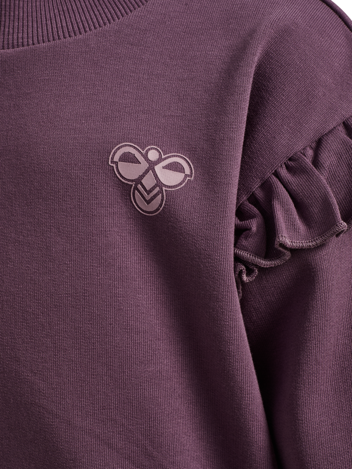 hmlMINI LOOSE FRILL SWEATSHIRT, BLACK PLUM, packshot