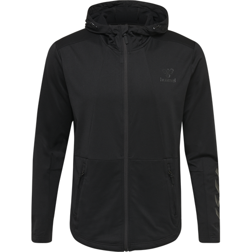 hmlASTON ZIP HOODIE, BLACK, packshot