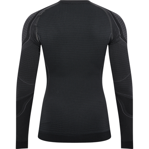 hmlMT OLLI SEAMLESS T-SHIRT L/S, BLACK/ASPHALT MELANGE, packshot