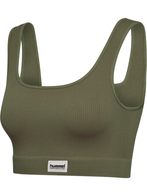 hmlPULSE SEAMLESS RIB BRA, DUSTY OLIVE hmlPULSE SEAMLESS RIB BRA, DUSTY OLIVE, packshot