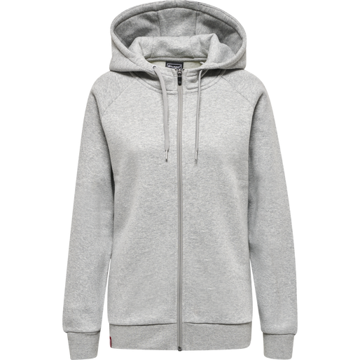 hmlRED HEAVY ZIP HOODIE WOMAN, GREY MELANGE, packshot