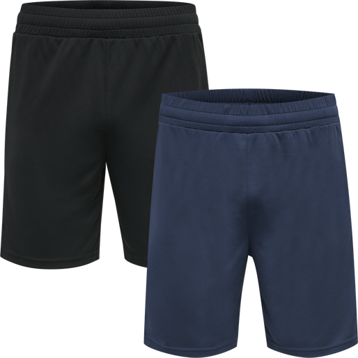 hmlTE TOPAZ 2-PACK SHORTS, BLACK/INSIGINA BLUE, packshot
