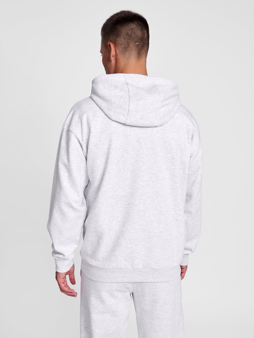 hmlFELIX LOOSE HOODIE, LIGHT GREY MELANGE, model