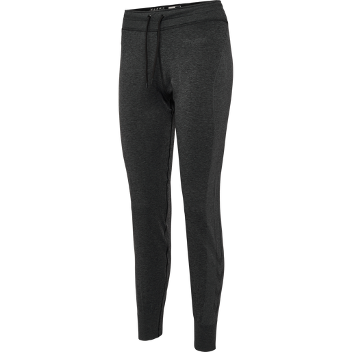 hmlMT HANA SEAMLESS TAPERED PANTS, BLACK MELANGE, packshot