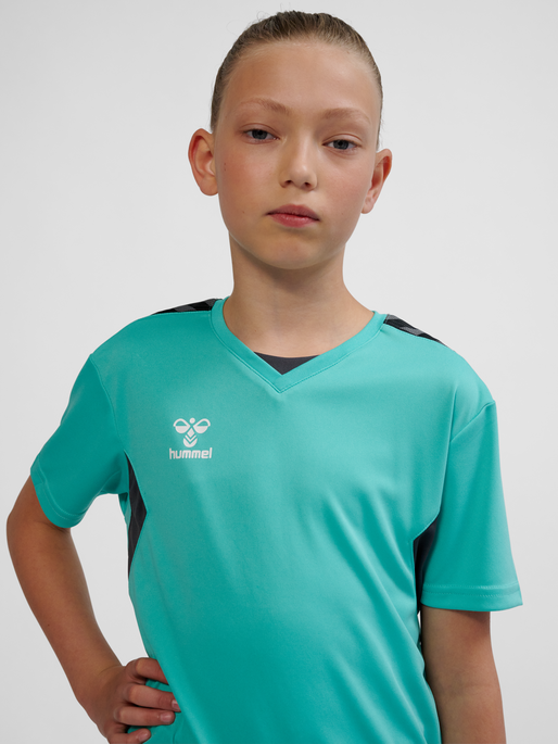 hmlAUTHENTIC PL JERSEY S/S KIDS, !TURQUOISE /ASPHALT, model