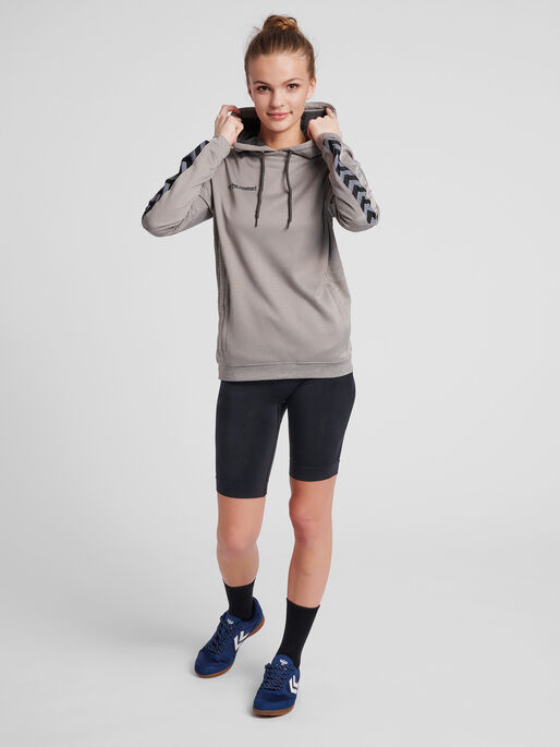 hmlAUTHENTIC POLY HOODIE WOMAN, GREY MELANGE, model