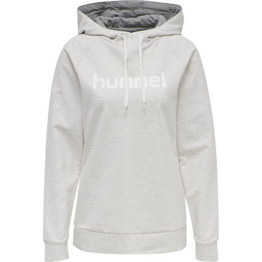 HMLGO COTTON LOGO HOODIE WOMAN, EGRET MELANGE, packshot