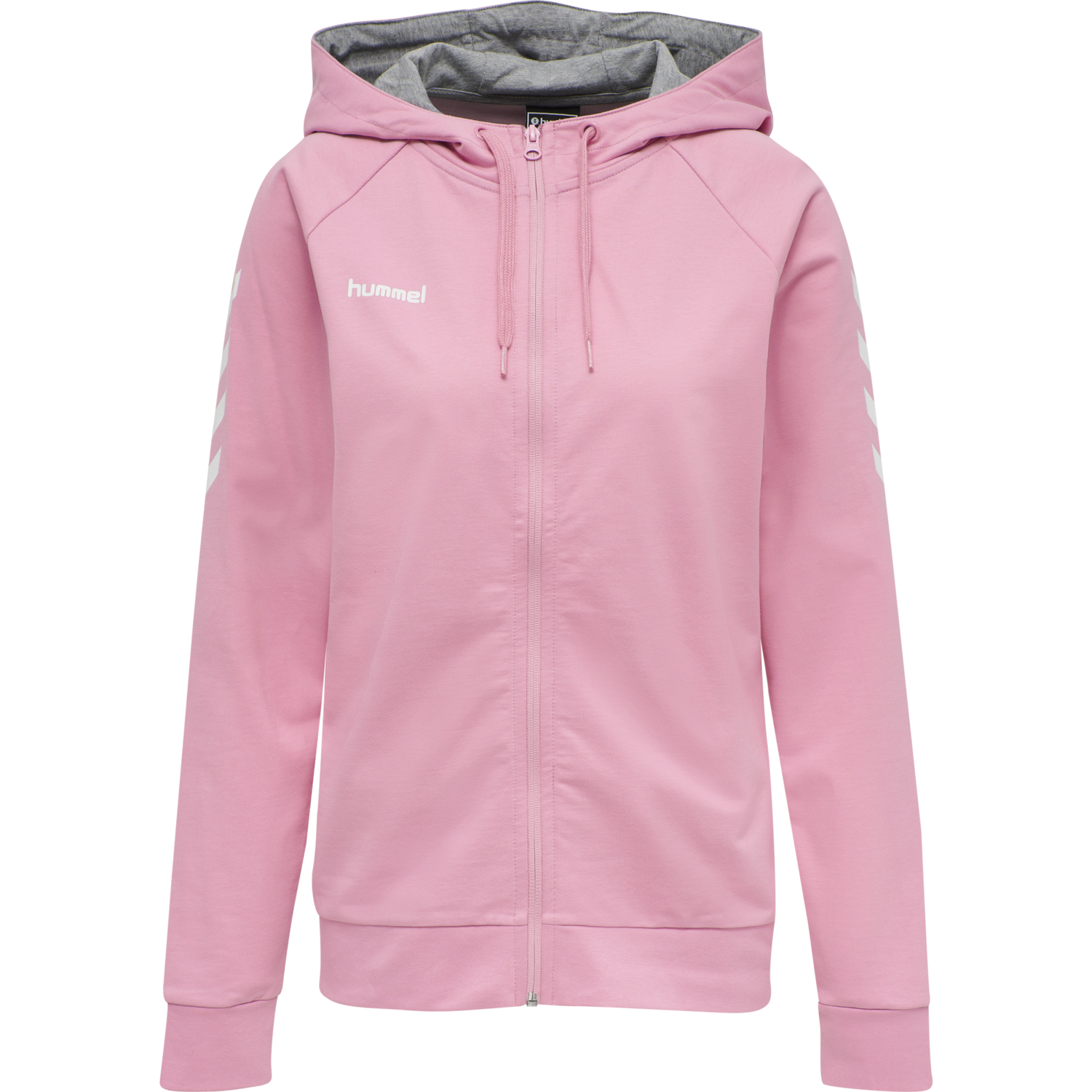 HUMMEL GO COTTON ZIP HOODIE WOMAN, COTTON CANDY, packshot