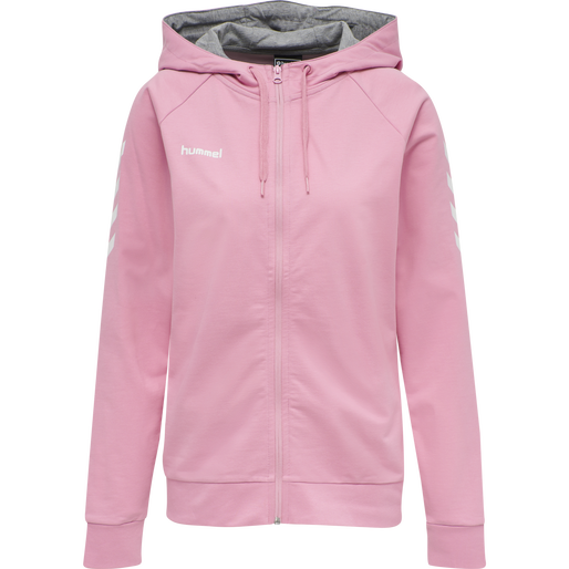 HUMMEL GO COTTON ZIP HOODIE WOMAN, COTTON CANDY, packshot