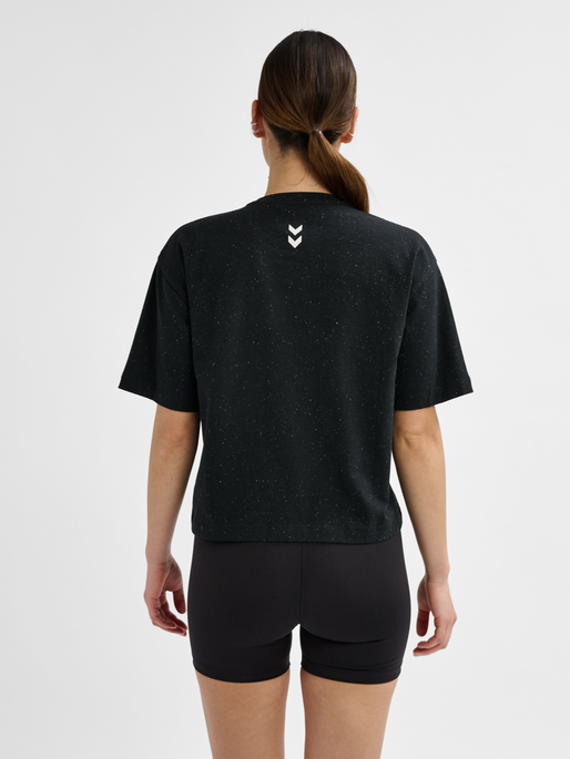 hummel MT ULTRA BOXY SHORT T-SHIRT - BLACK/MULTI COLOUR MELANGE 