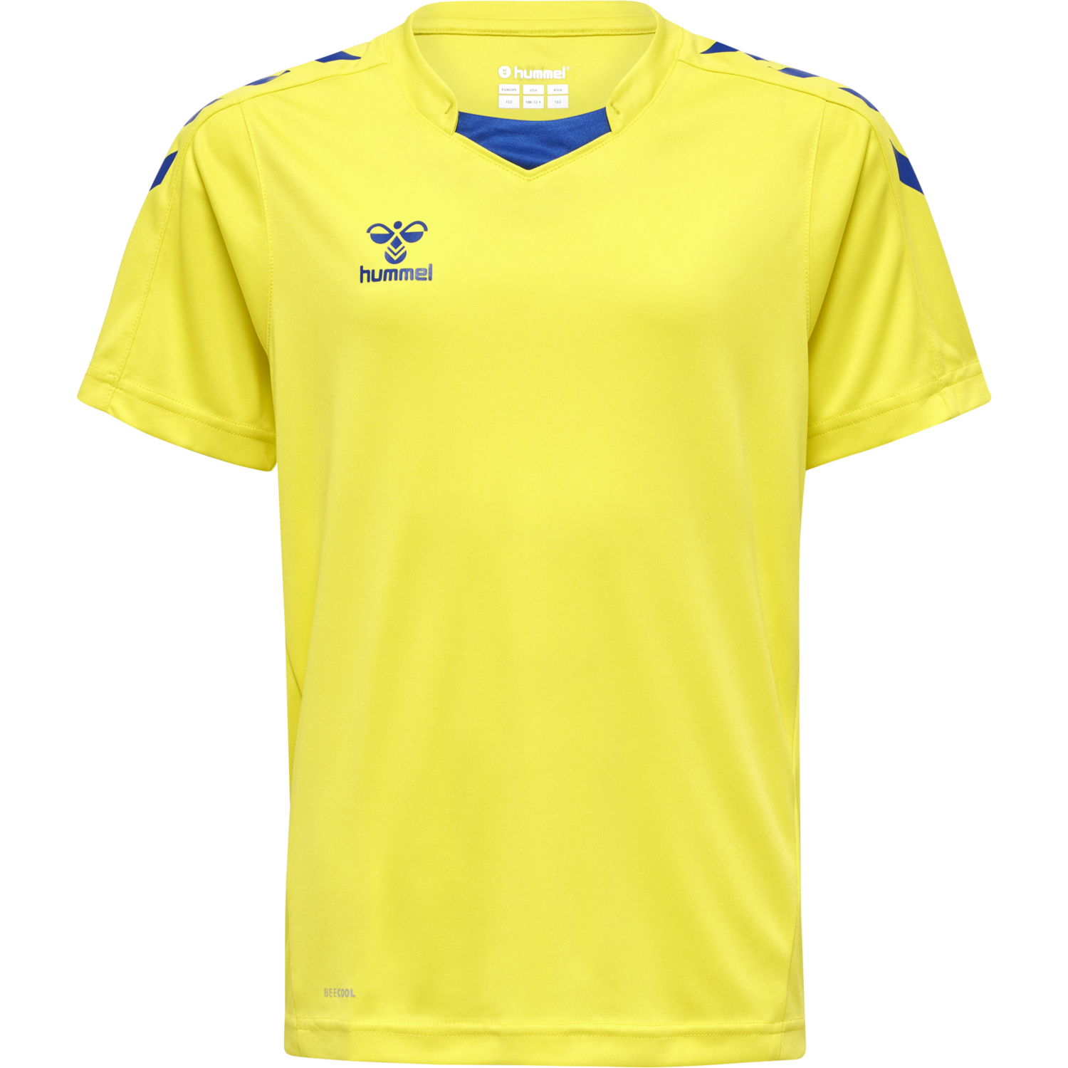 hmlCORE XK POLY JERSEY S/S KIDS, BLAZING YELLOW/TRUE BLUE, packshot