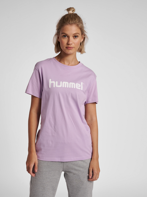 HUMMEL GO COTTON LOGO T-SHIRT WOMAN S/S, ORCHID, model