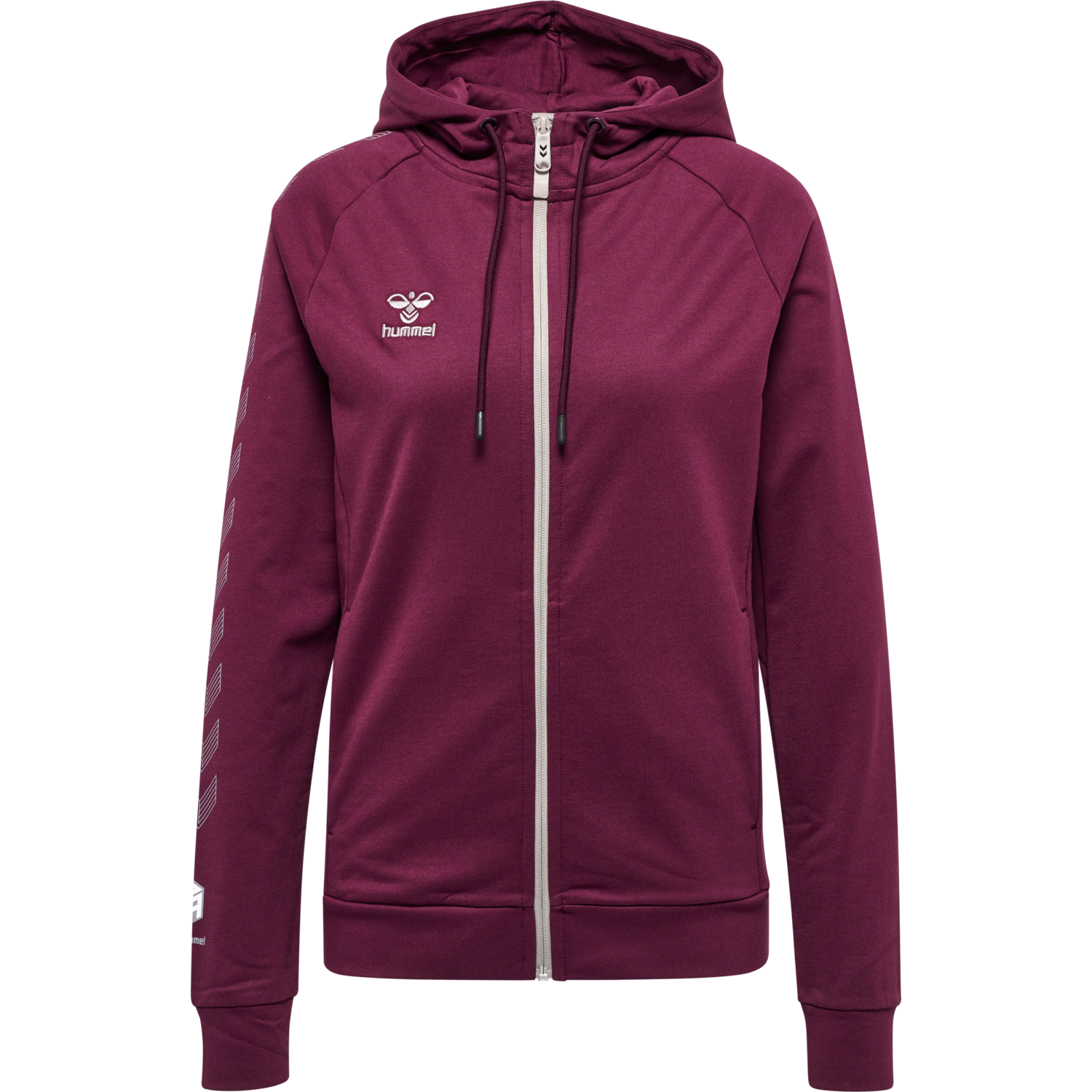 hmlMOVE GRID COTTON ZIP HOODIE WOMA, GRAPE WINE, packshot