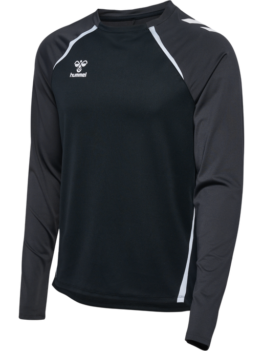 hmlLEAD 2.0 CREW SWEAT, BLACK/ASPHALT, packshot