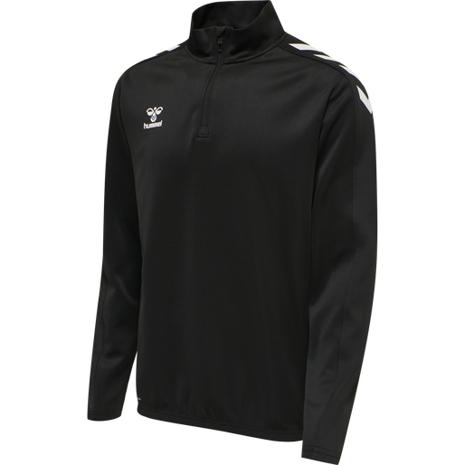 hmlCORE XK HALF ZIP POLY SWEAT, BLACK, packshot