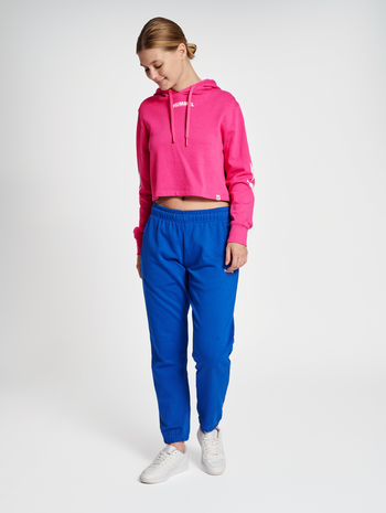 hmlLEGACY WOMAN CROPPED HOODIE, RASPBERRY ROSE, model