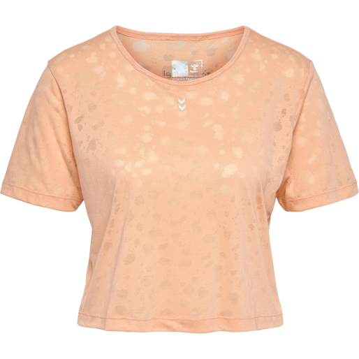 hmlMT IRIS BURNOUT CROP T-SHIRT, ALMOST APRICOT, packshot