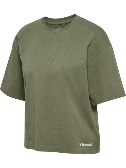 hmlMT ULTRA BOXY SHORT T-SHIRT, DEEP LICHEN GREEN MELANGE, packshot