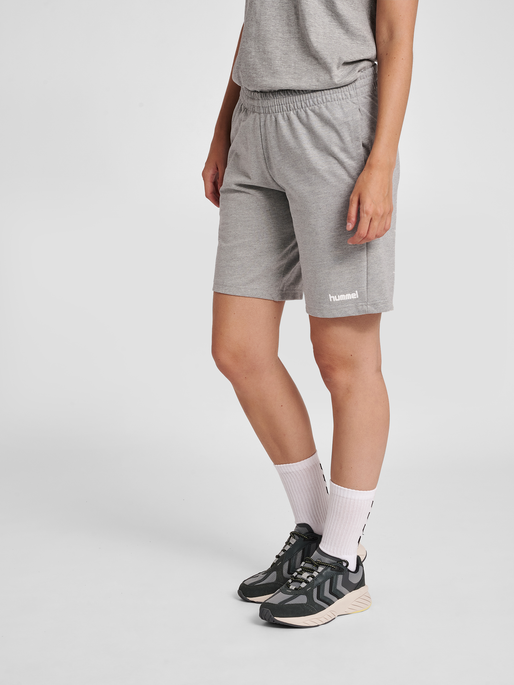 HUMMEL GO COTTON BERMUDA SHORTS WOMAN, GREY MELANGE, model