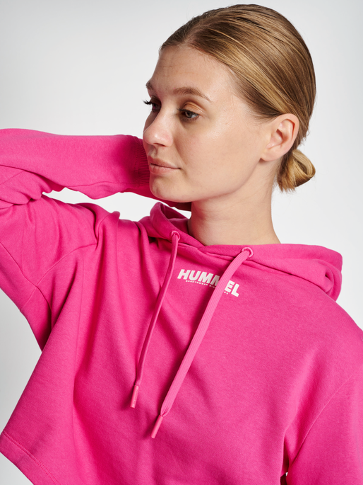 hmlLEGACY WOMAN CROPPED HOODIE, RASPBERRY ROSE, model