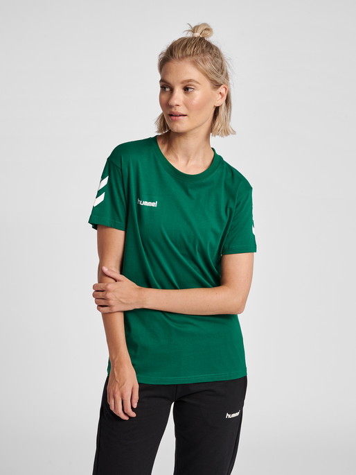HUMMEL GO COTTON T-SHIRT WOMAN S/S, EVERGREEN, model