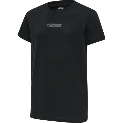 hmlOFFGRID TEE S/S KIDS, JET BLACK/FORGED IRON, packshot
