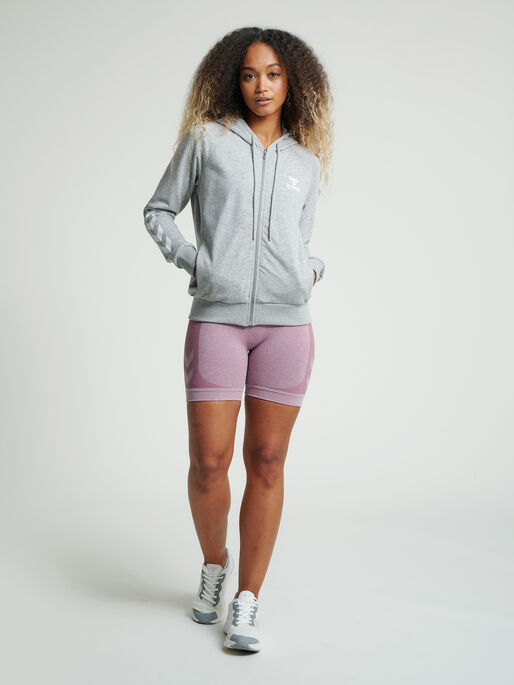 hmlNONI ZIP HOODIE, GREY MELANGE, model