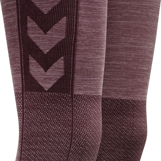 hmlCLEA SEAMLESS MID WAIST TIGHTS, FUDGE/WOODROSE MELANGE, packshot
