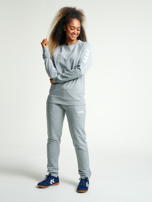 HUMMEL GO COTTON SWEATSHIRT WOMAN, GREY MELANGE, model