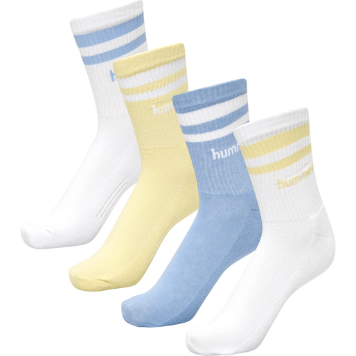 hmlRETRO 4-PACK SOCKS MIX, WHITE/GOLDEN HAZE/PLACID BLUE, packshot