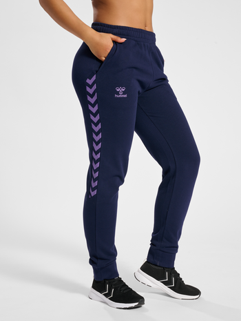 hmlSTALTIC COTTON PANTS WOMAN, MARINE, model