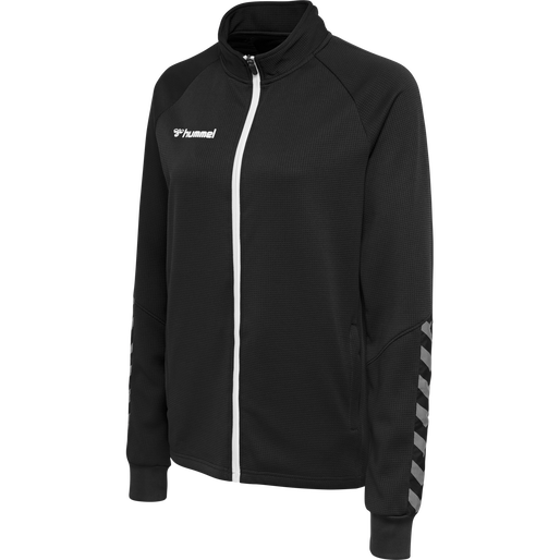 hmlAUTHENTIC WOMEN POLY ZIP JACKET, BLACK/WHITE, packshot