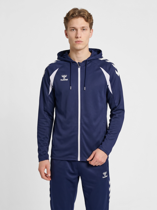 hmlCORE 2.0 ZIP HOODIE, MARINE/WHITE, model