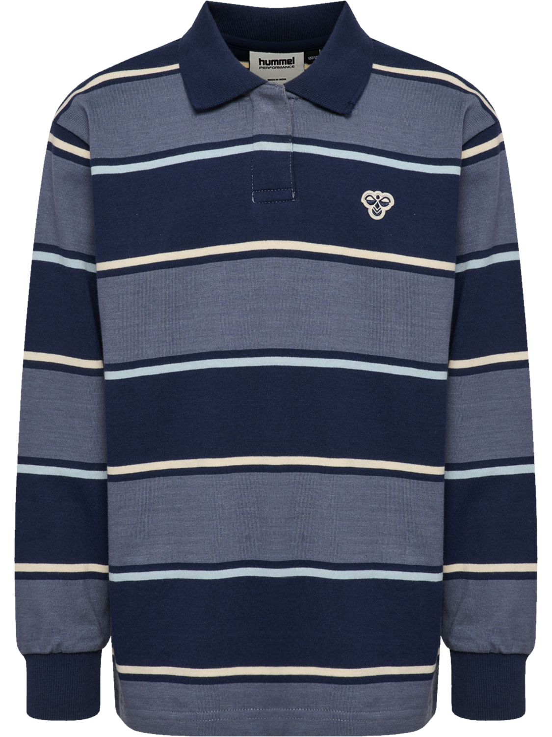 hmlJR LOOSE STRIPED POLO L/S, DRESS BLUES, packshot